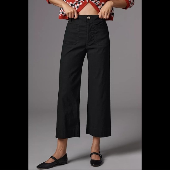 Anthropologie Pants - Anthropologie Maeve Colette Magic Fabric Crop Wide Leg Pant in Black 34